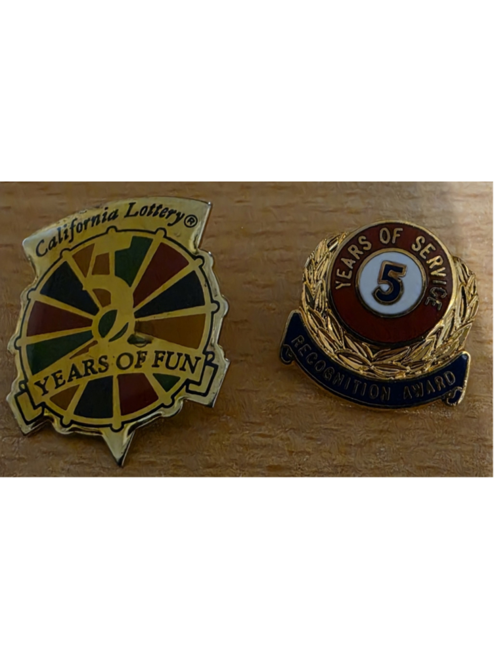 Vintage 5 Year Anniversary Pin Lot California Lottery & Service Award Lapel Pins